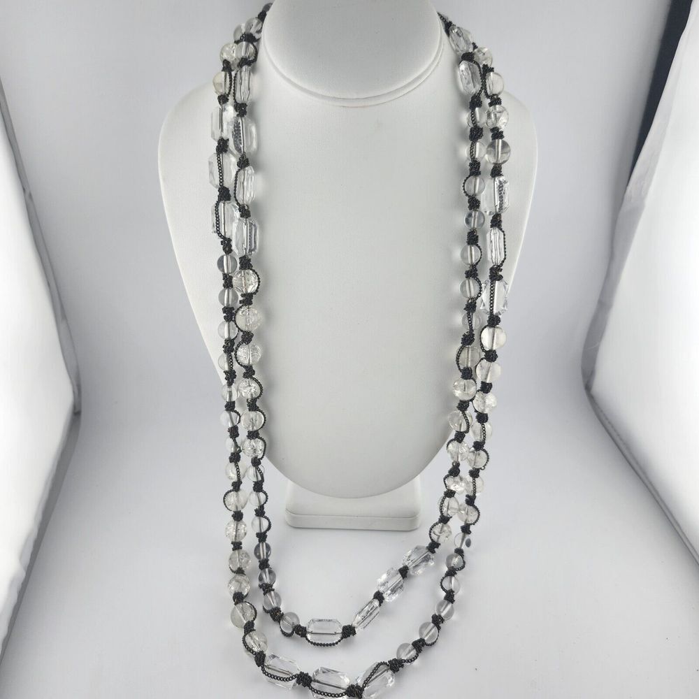 Vintage Talbots Clear Glass Bead Double Strand Necklace Read